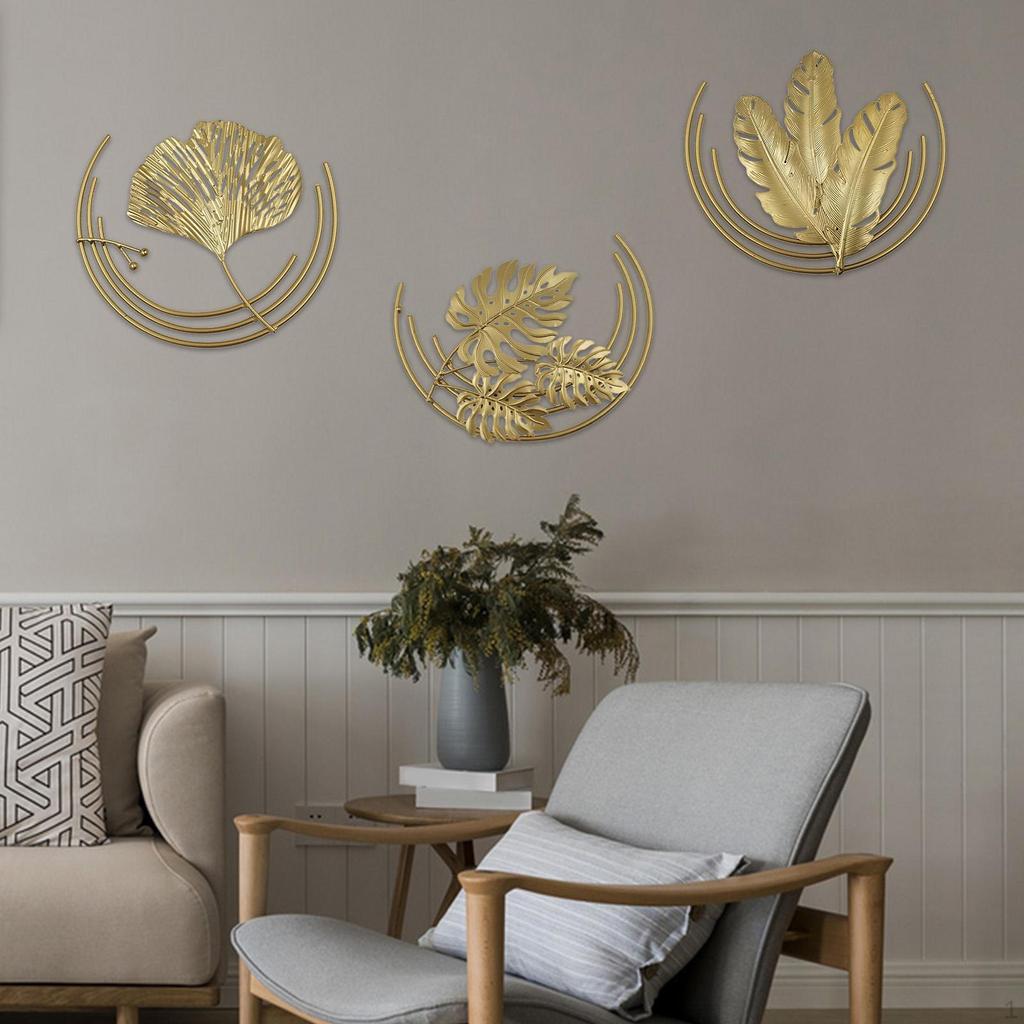3 Ginkgo Leaf Sculpture Wall Hanging Leaves Shape Crafts Decoration for Study Room Coffee Decor