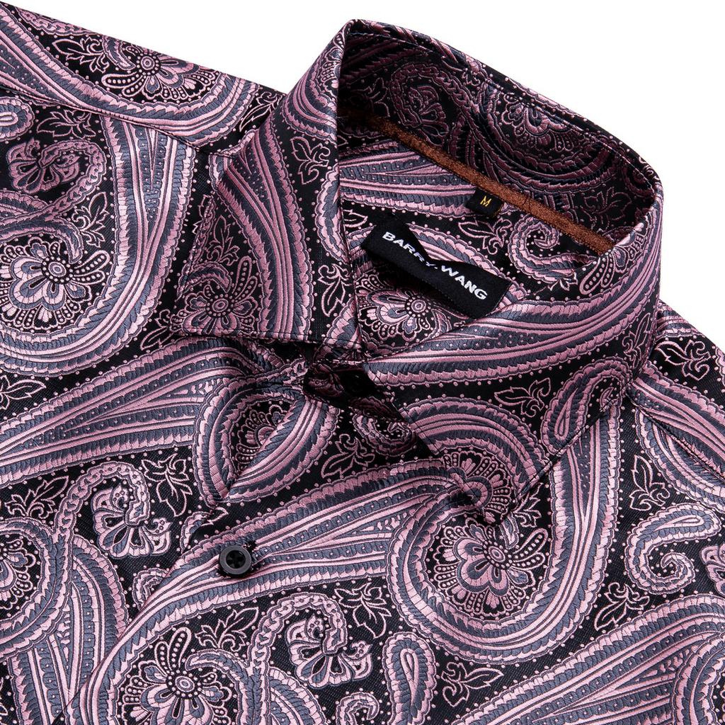 Buy Barry.Wang Mens Black Pink Paisley 