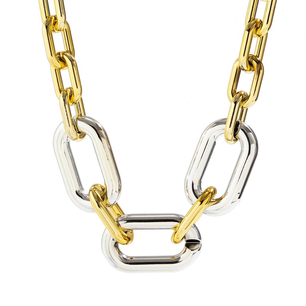 IngeSight.Z Exaggerated Thick Edge Cuban Collar Necklace for Women Vintage Punk Mixed Color Chunky CCB Chain Choker Necklace