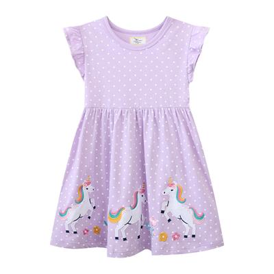 Vestido de manga corta para niña Verano nuevo estampado de unicornio moda vestido de princesa