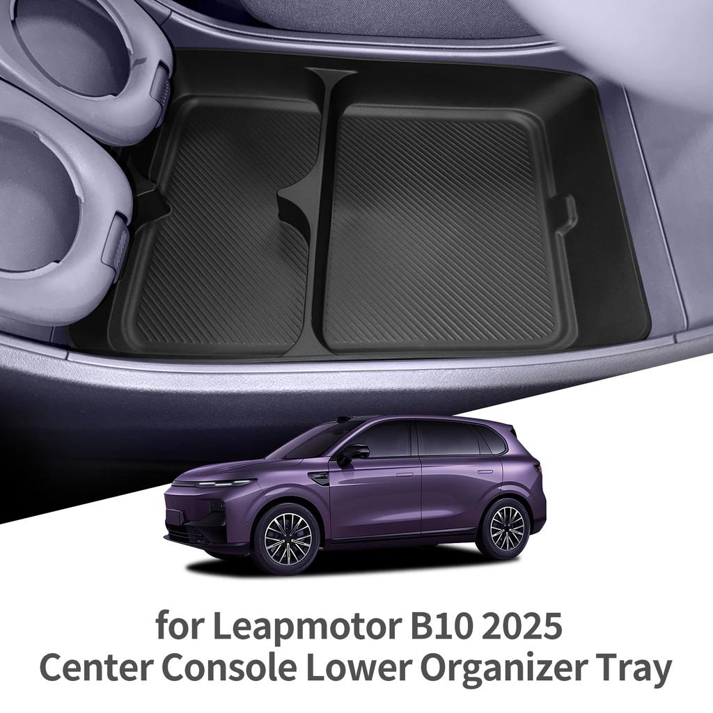 For Leapmotor B10 2025 2026 Center Control Lower Storage Box Interior Accessories Organizer Tidying TPE Black