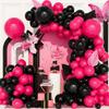 Hot Pink Balloons Garland Kit Black Rose Pink Balloon Arch Bridal Shower Gender Reveal Wedding Anniversary Birthday Party Globos