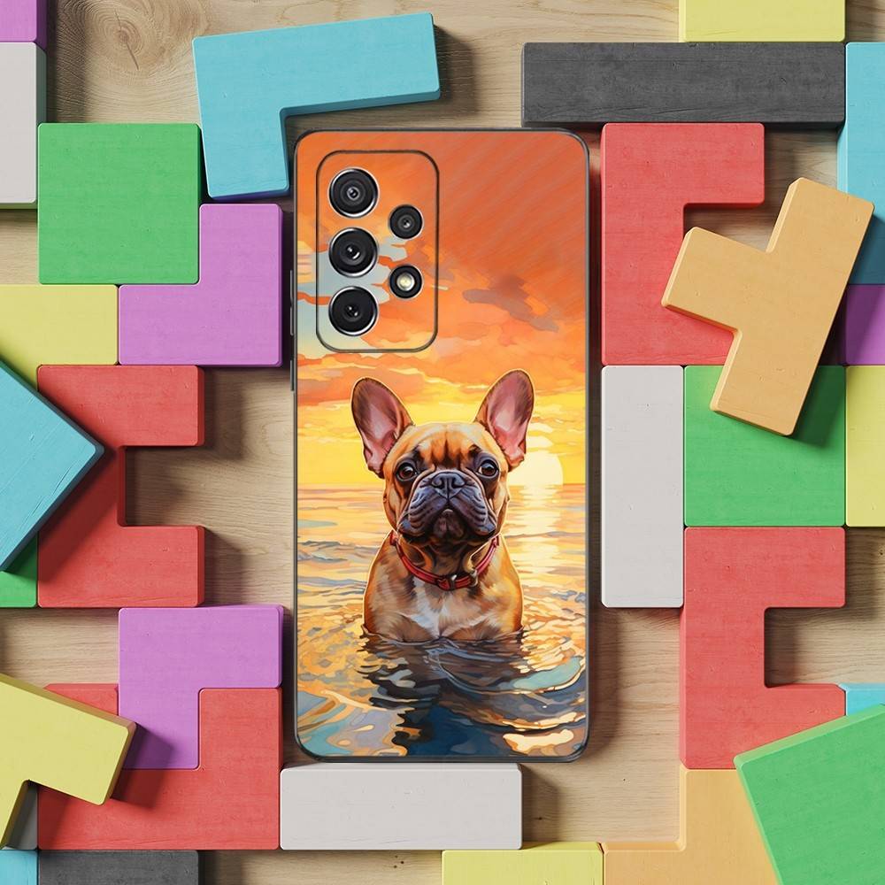 French Art Bulldog Dog Case For Samsung S22,S25,S20,S10,Plus,Ultra,S24,S23,FE,S21,S9,Lite,Soft Silicone Black
