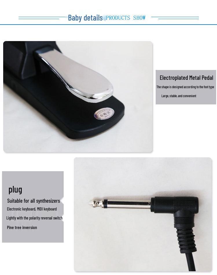 Universal Metal Sustain Pedal for Electronic Keyboards and Synthesizers