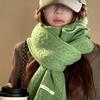 New Solid Color Twist Knitted White Green Scarf for Women in Winter with Wool Warm Scarf Korean Style Student Versatile
