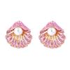 Light luxury fashion simple temperament alloy full diamond imitation pearl shell stud earrings niche high-end design sense women