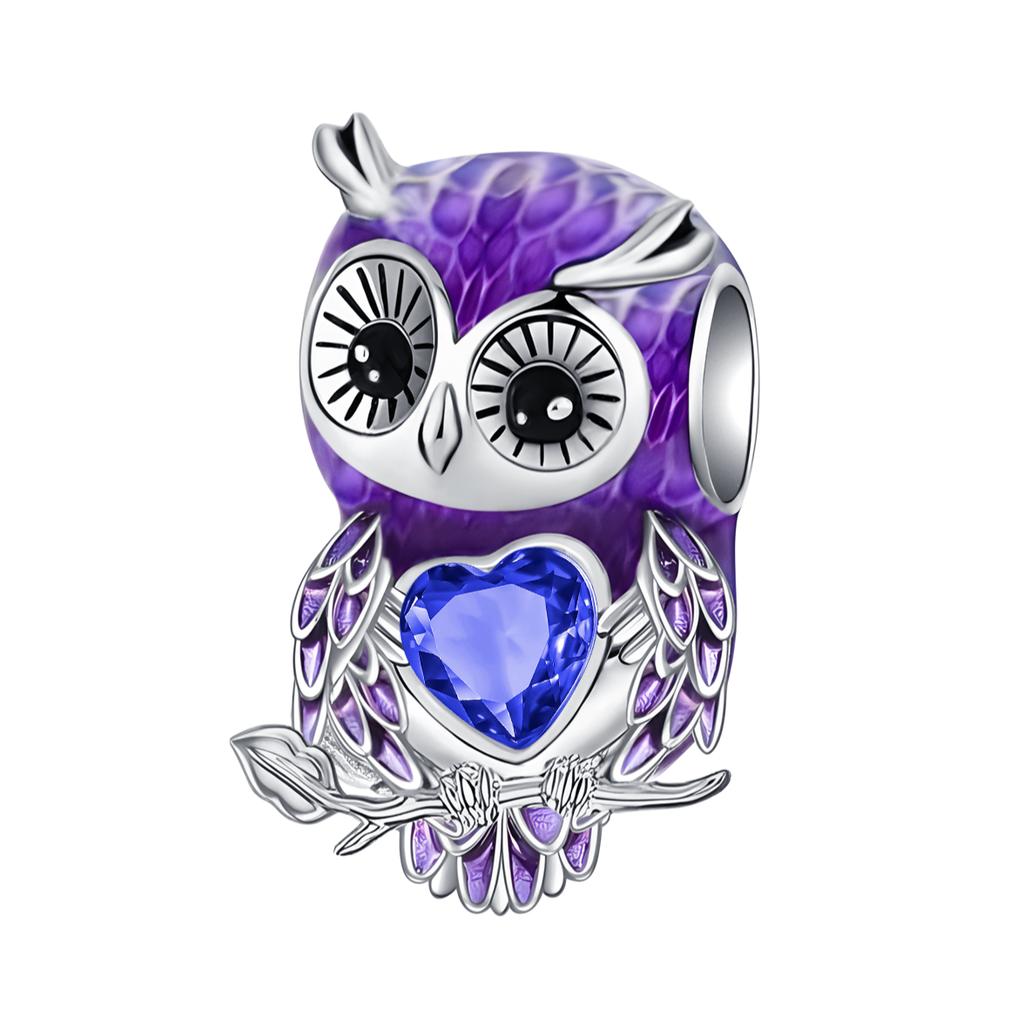 Copper Classic Purple Heart Shape Dragon Pegasus Butterfly Charms Beads Fit 3Mm Original Bracelet Diy Jewelry Gift
