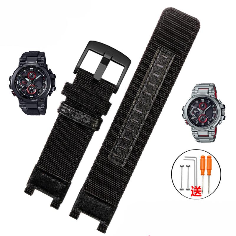 Nylon Canvas Leather Watchband Modified MTG B1000 for G-SHOCK C-asio Watch MTG-B1000 Series Outdoor Sport Mens Watch Band Strap