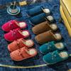 Home cotton slippers autumn and winter home soft bottom non-slip silent couple floor mop plush slippers