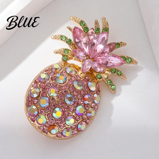 Tropical Fruit Pin Women Brooch Dazzling Rhinestones Inlaid 3D Pineapple