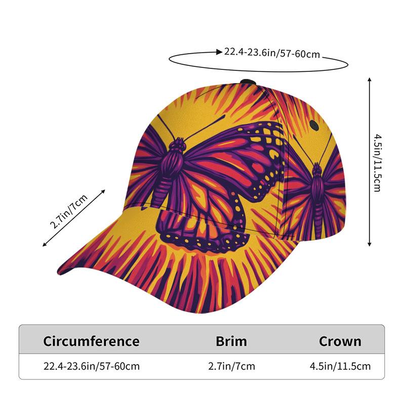 

Vibrant Glow Butterfly Print Snapback Duckbill Hat Lightweight Adjustable Baseball Cap Suitable for Outdoors Casual Wear