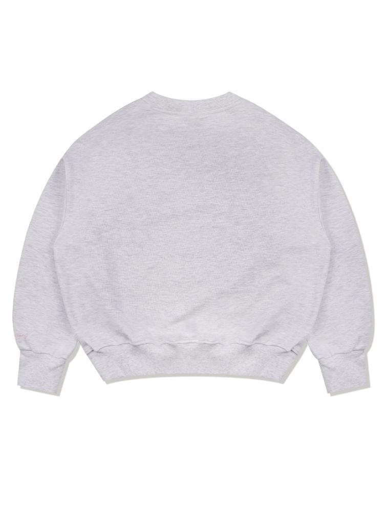LA MAISON STUDIO Women'S Crop Circle Logo Embossed Le Lis Heavy Terry Sweatshirt Ash Gray Pink (Fcd3Ts701W)