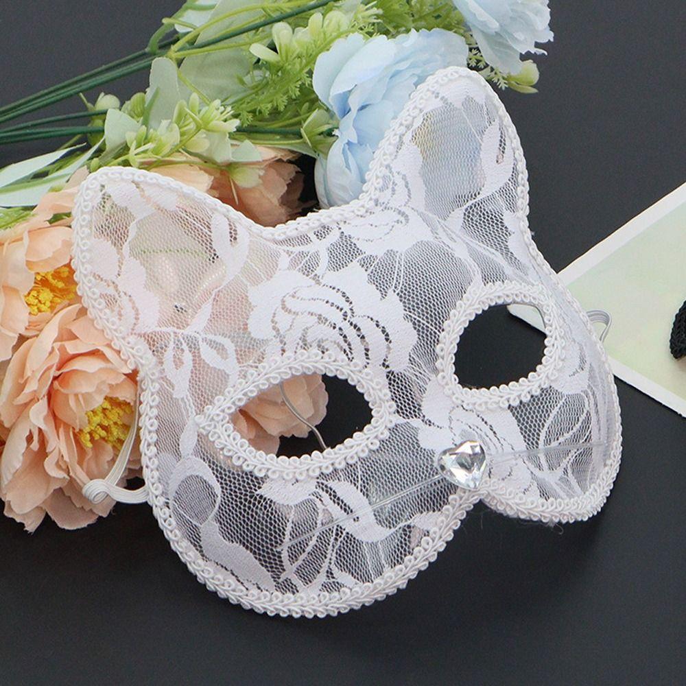 New Cat Face Masquerade Mask Black White Lace Costume Accessories Women Lace Mask Fun Prop Girls Eye Mask Theme Party