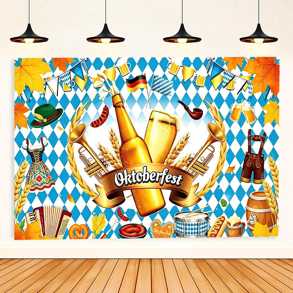 Oktoberfest München Bier Hintergrund Banner Gerstenmalz Muster Restaurant Party Kneipe Wanddekor Fotografie Kulisse 5x3FT