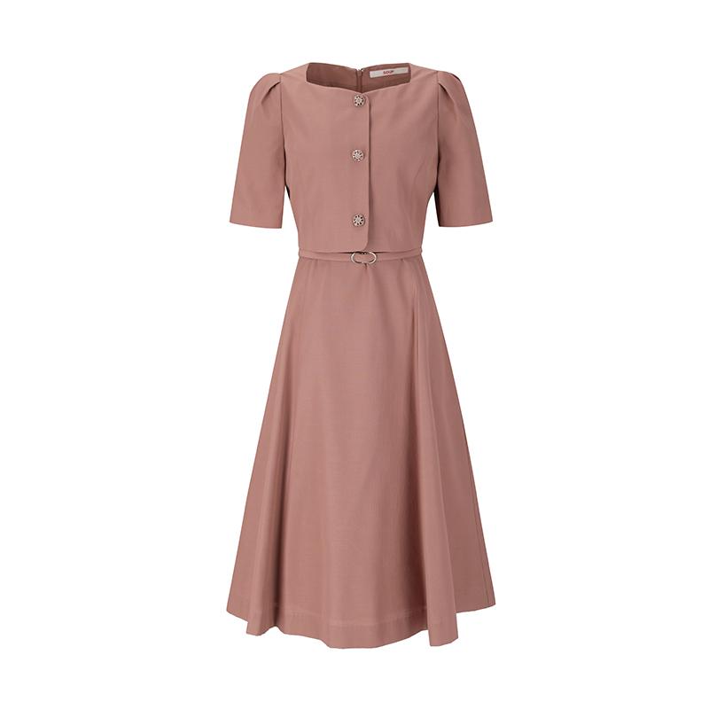 SOUP Square Neck Belted Two-In-One Dress (Sz4Opm2)