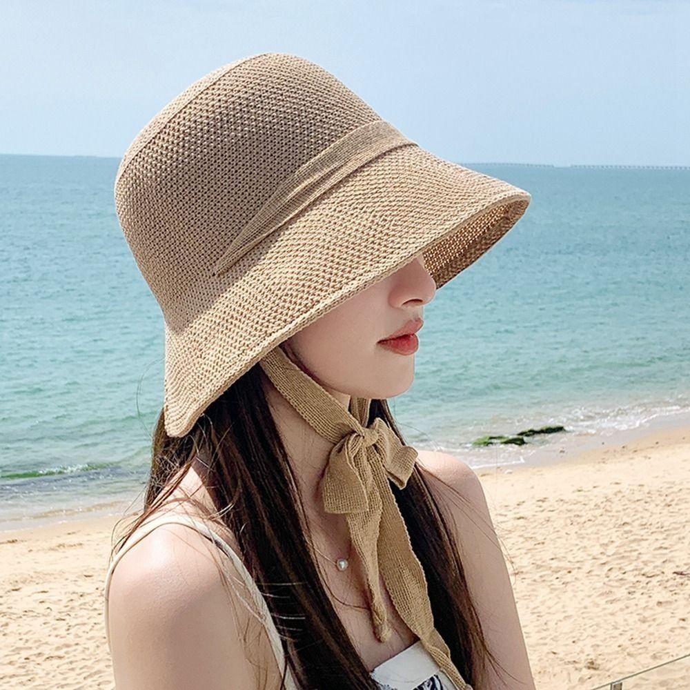 Spring Summer Knitted Sun Hat 50+ UPF Fisherman Hat Fashion Women Sun Hat Female