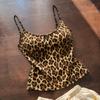 Retro leopard print suspender vest female slim short high-end trend sleeveless chic Hong Kong style versatile top