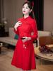 New Autumn/Winter Red Cheongsam Long-Sleeve Wedding & Homecoming Dress