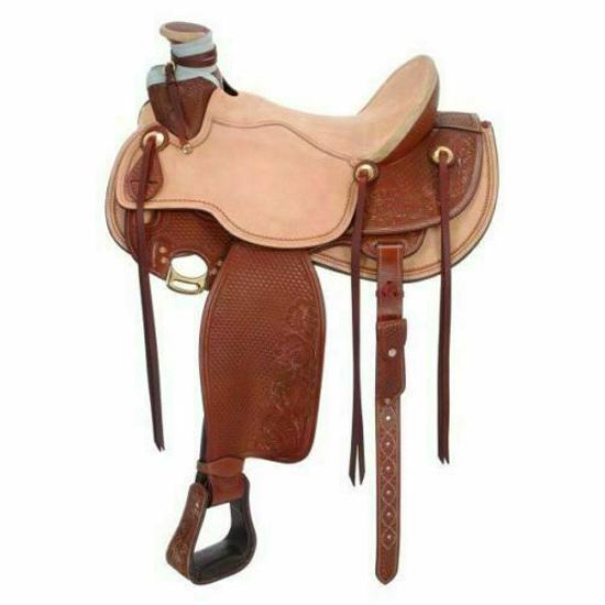 Rough Out Seat Western Leather A Fork Wade Tree Roping Ranch Horse Saddle