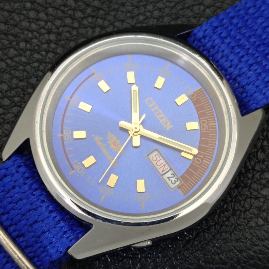 CITIZEN AUTOMATIC 8200 VINTAGE JAPAN MENS BLUE COLOR DIAL WATCH a500238-2 R151b-a500238