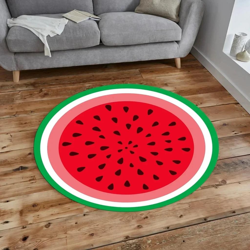 3D Fruit Print Round Carpet Circle Area Rug for Bathroom Living Room Bedroom Decor Non-slip Cloakroom Floor Mats Kitchen Doormat