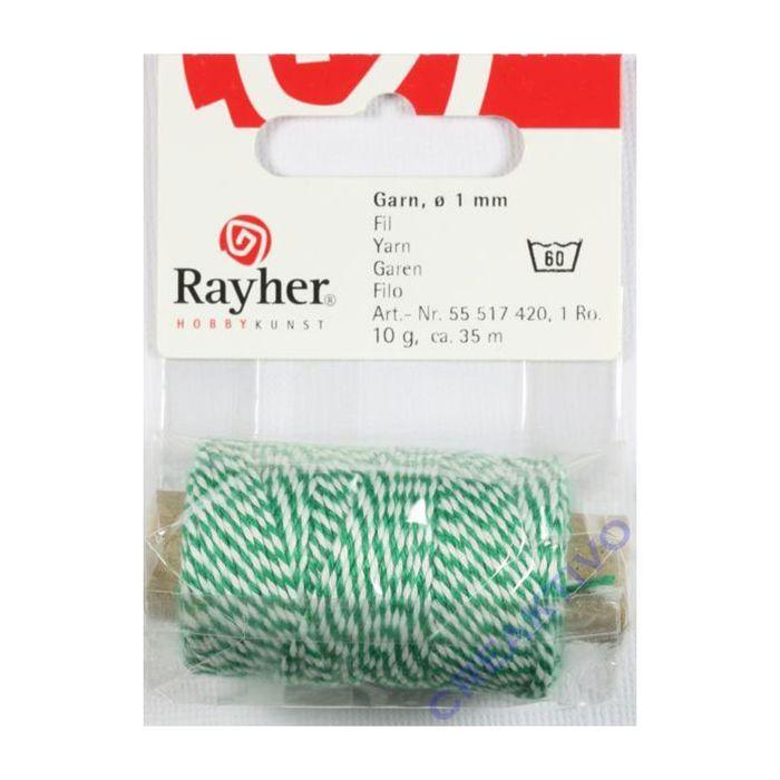 3 ficelles bicolore vert-blanc 35 m x Ø 1 mm