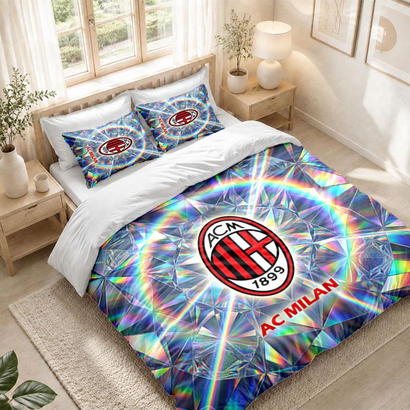 Bedding Set 1 Duvet Cover 2 Pillowcases AC Milan Print Bedroom Home Decoration