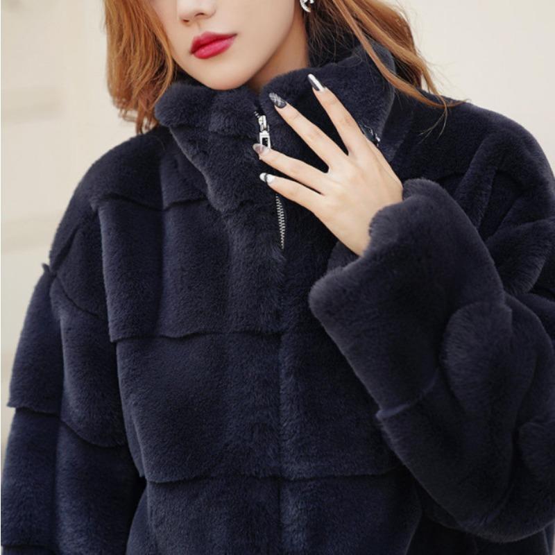 

Датская норковая шуба женская новая зимняя искусственная норковая бархатная молодая тонкая меховая шуба с воротником-стойкой XL