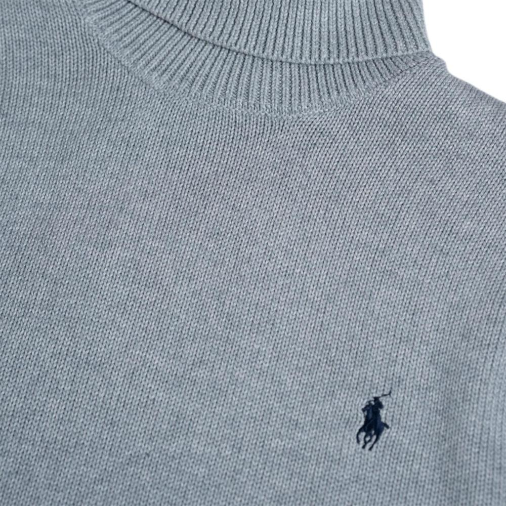 Polo Ralph Lauren Solid Color Small Pony Embroidered High Neck Long Sleeve Knit Sweater Men Sweater Gray 710857915-010