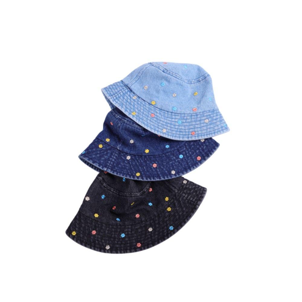 Retro Flower Embroidery Cowboy Hat Sun Protection Sun Cap Korean Fashion Fisherman's Hat  Summer