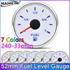 7 Color Backlight 52mm Fuel Level Tank Oil Level Gauge E-F Pointer Digit Gar Fuel Meter For 0-190 Ohm Oil Level Sensor Car Marin