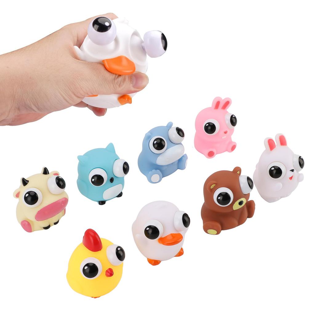 8PCS Animal Squeeze Toy Funny Animals Eyeball Burst Toys Cute Cartoon Popping Out Eyes Raised Eyes Animal Toy for Boys Girls