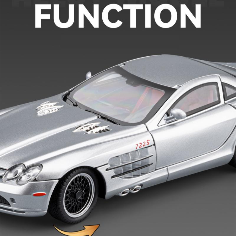 1/24 Mercedes-Benz SLR Supercar Alloy Car Model Sound and Light Pull Back Children's Toy Collectibles Birthday Gift