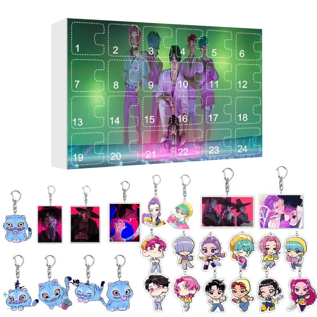 Kpop Dämonenjäger Rumi Mira Zoey Figur Saja Boys Weihnachts-Countdown-Kalender Trendiger Blind Box Schlüsselanhänger Acrylanhänger Geschenk