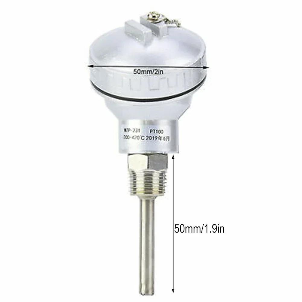 1set RTD PT100 Temperature Sensor Probe 1/2" NPT Thread Thermocouple 50/100/150/200/250/300/400mm Terminal Head Accessories