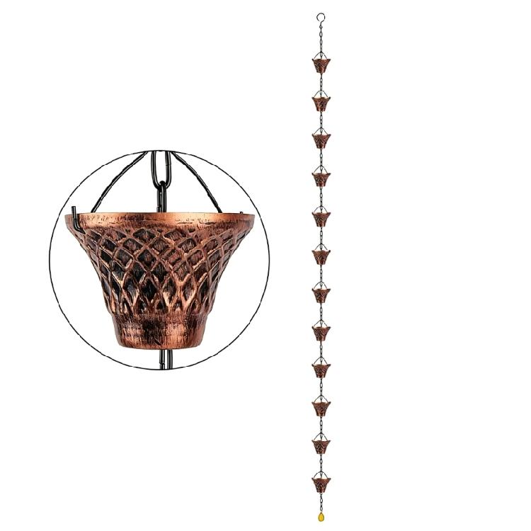 

Bucket Shaped Antique Rain Chain for Gutter and Rain Rust Resistant Plated Garden Decoration Rain Chain for Downspout бронзовый
