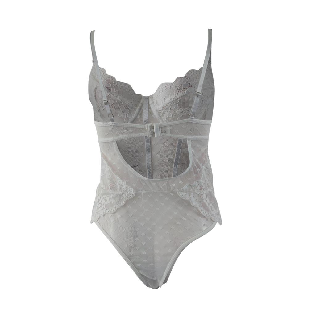 Fun Underwear Solid Color Hanging Strap Pajama Women's Sexy Lace Pattern Mesh Set