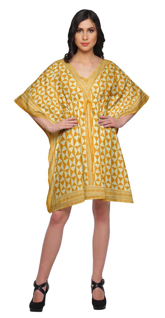 Moomaya Printed Women Kaftan Cover Up Beachwear Short Caftan Cover Up Dress