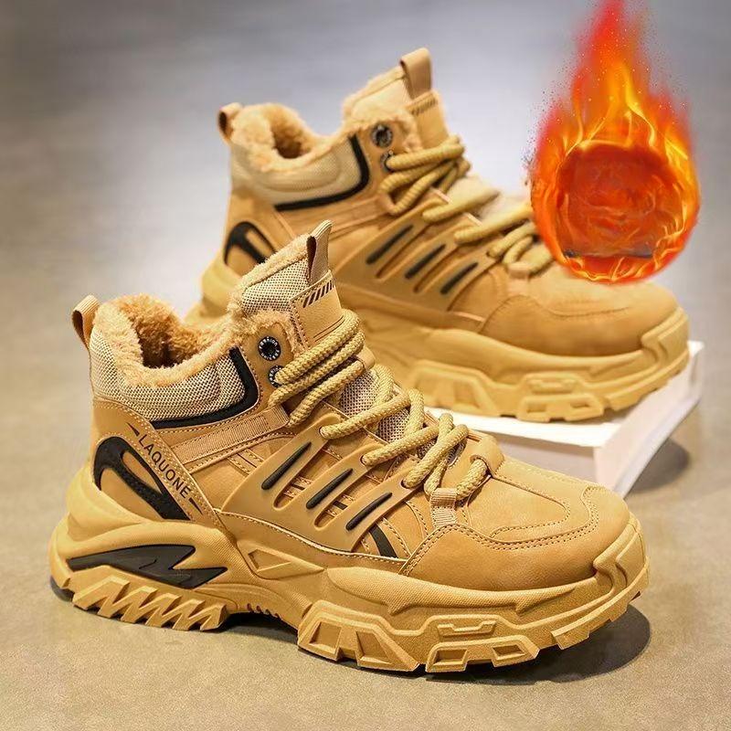 Men's Winter Warm Cotton Shoes 2026 New Classic Fashion Retro Plush Comfortable Anti Slip Snow Boots Outdoor Sports Casual Shoes