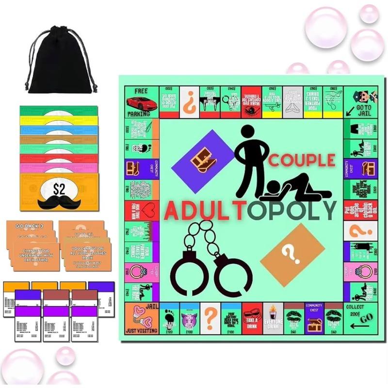 Adultopoly Board Game, Couple Board Game, Couple Adult Opoly Board Game, Date Night Ideas, Intimacy Deck Cards for Couples