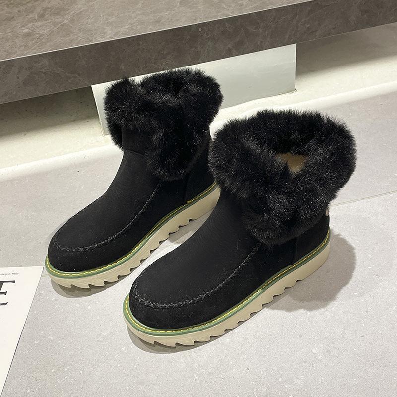 

Европейские и американские внешнеторговые круглоголовые ботинки-маффины с волосатым голенищем, женские зимние новые бархатные короткие хлопковые 43