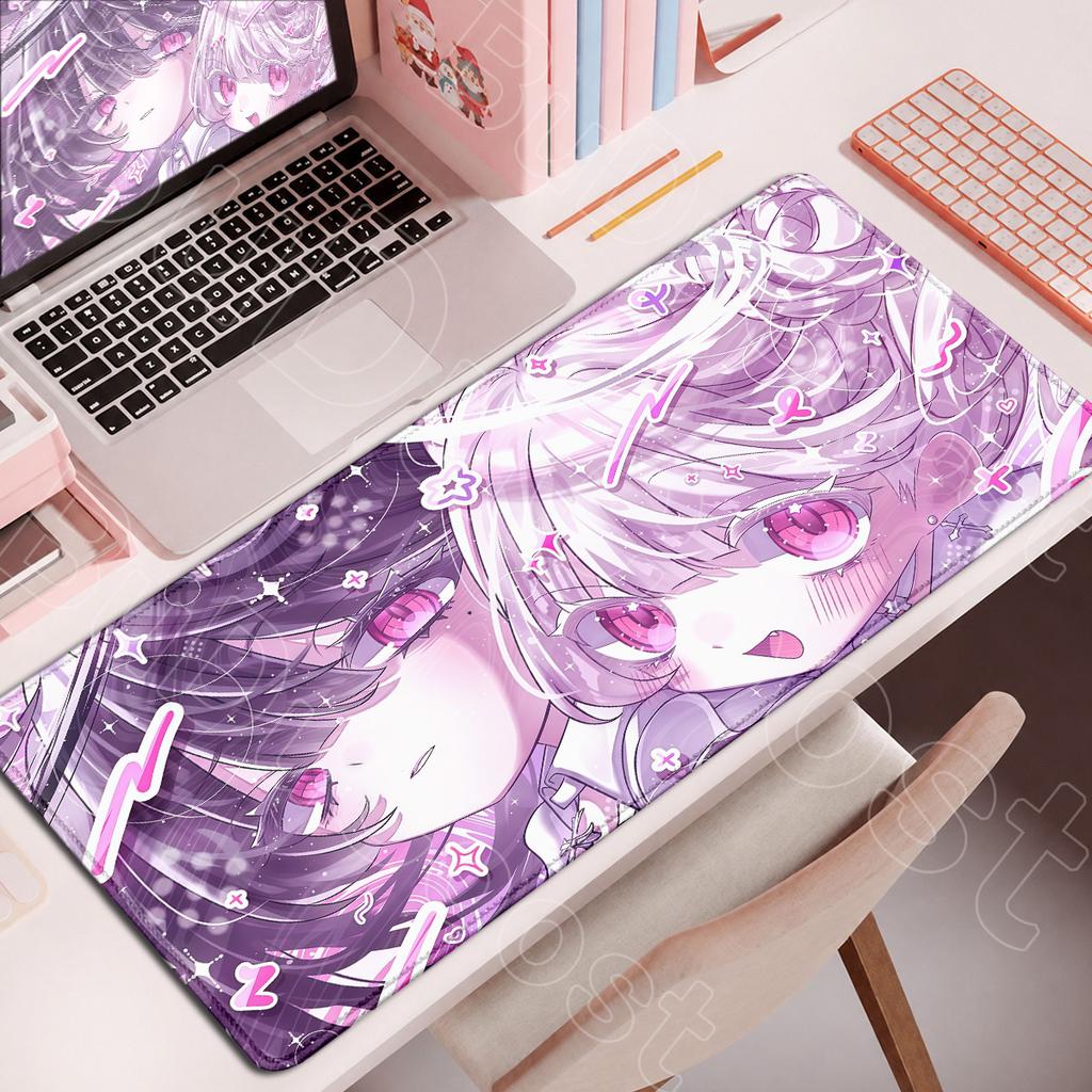 Large Rubber Gaming Rug Girls Kawaii Anime Girls 90x40 Mouse Pads Pink HD Printing Computer Keyboard Mats Washable Jirai Kei Rug