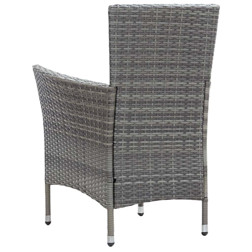 9 Piece Garden Dining Set with Cushions Poly Rattan Gray