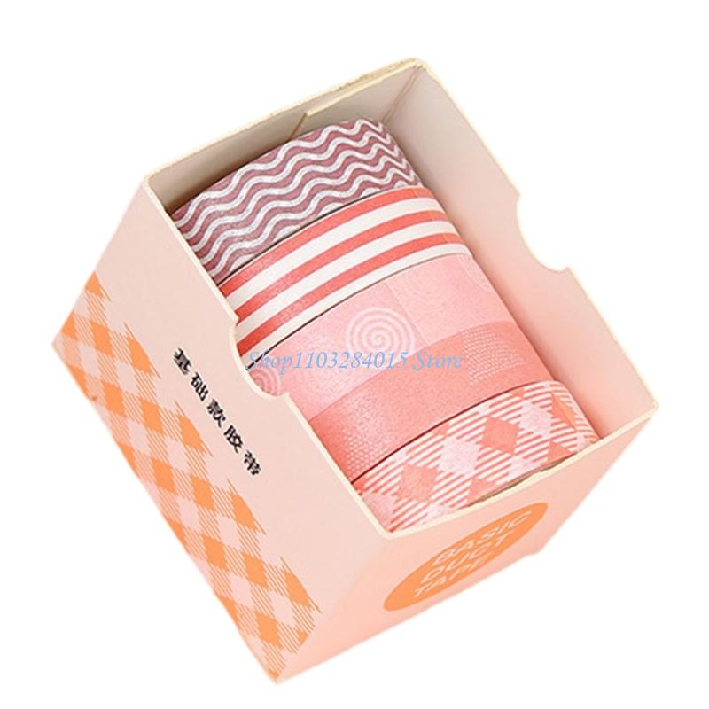R6FF 5Rolls Decorative Tape for Art Craft 10mmx2m Scrapbooking Decoration Tape Craft Supplies for Journal Planner Wrapping