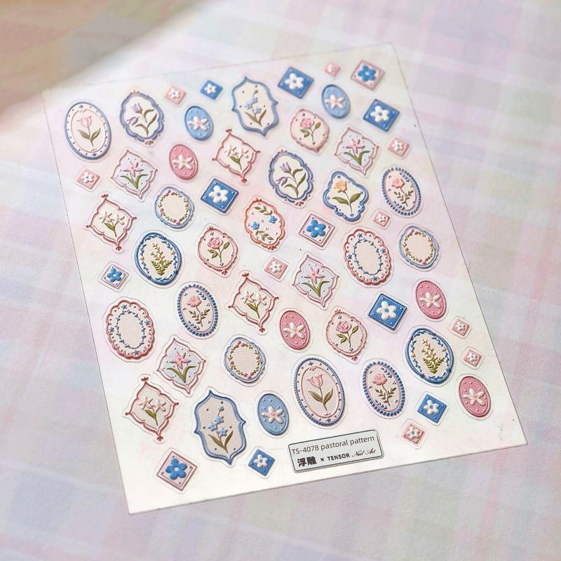 

Qiji Retro Flower Frame Three-Dimensional Relief Nail Sticker Waterproof Nail Sticker Decorative Decals Ornament 4078 4139 TS-4078 (three-dimensional relief)