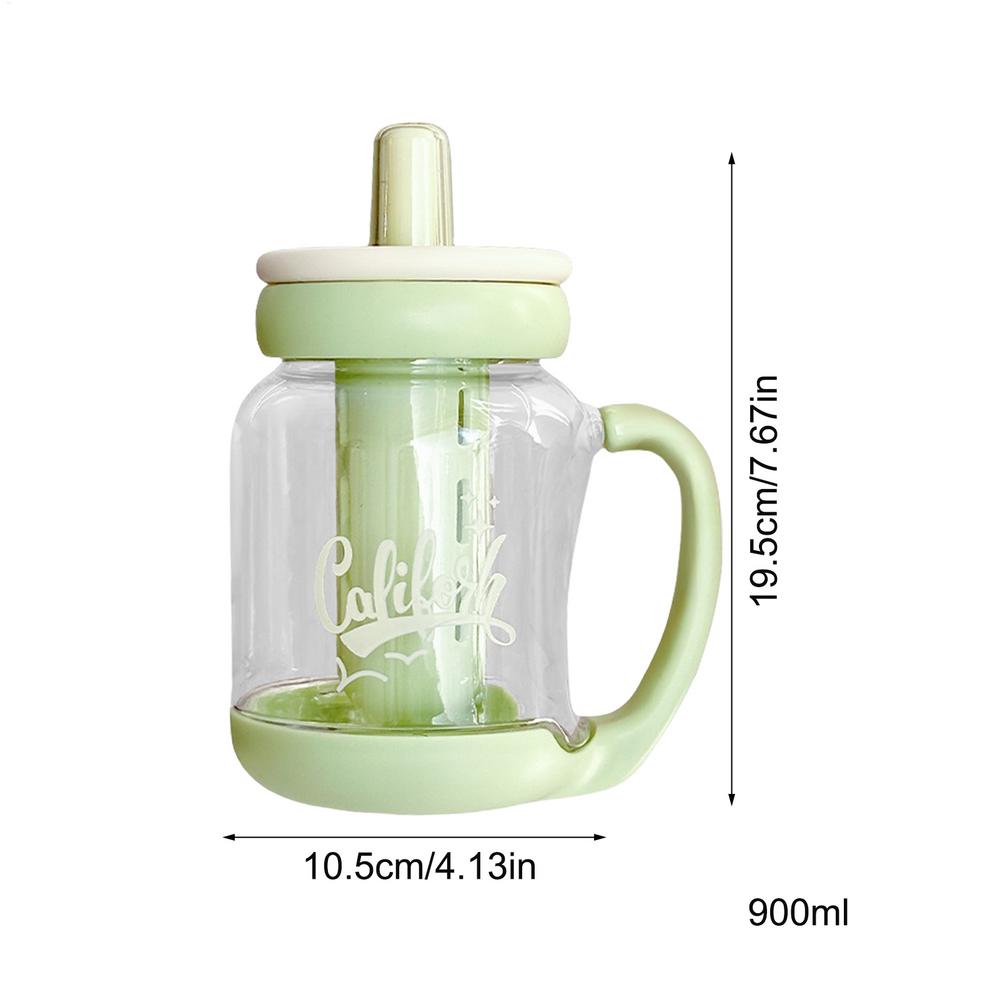 Sportwasserflasche 900ml Strohhalmdeckel Wasserflasche Hitzebeständiger Hydrationsbecher Auslaufsicheres Trinkgeschirr Modern für Reisen