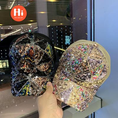 Summer Mesh Sequined Hat Women's Breathable Sunscreen Visor Travel Fashion Versatile Korean Version Baseball Cap Cap Cap