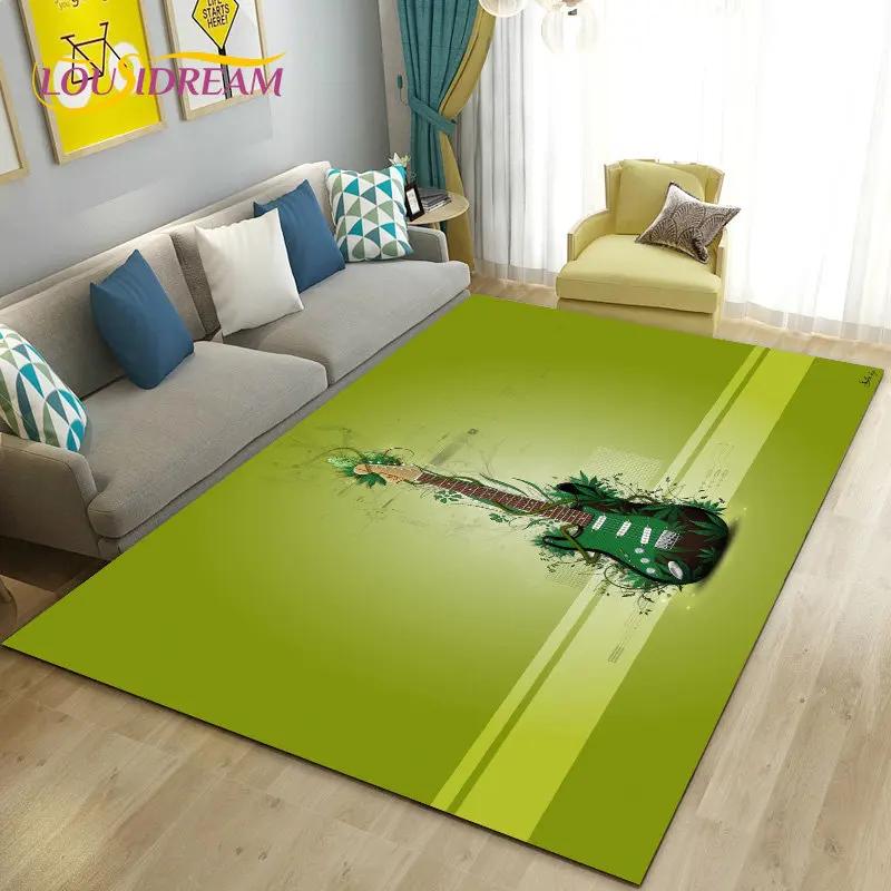 Classical Guitar Electric Guitar Area Rug Large,Carpet Rug for Living Room Bedroom Sofa Doormat Decoration, Non-slip Floor Mat