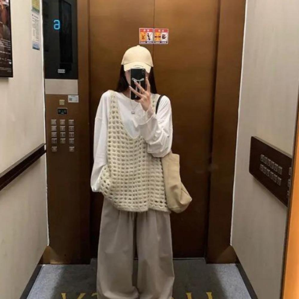 VAYLA Simplicity Lace Patchwork Loose T Shirts Spring Autumn New Long Sleeve High Street Solid Tops Harajuku Fashion Women Clothing