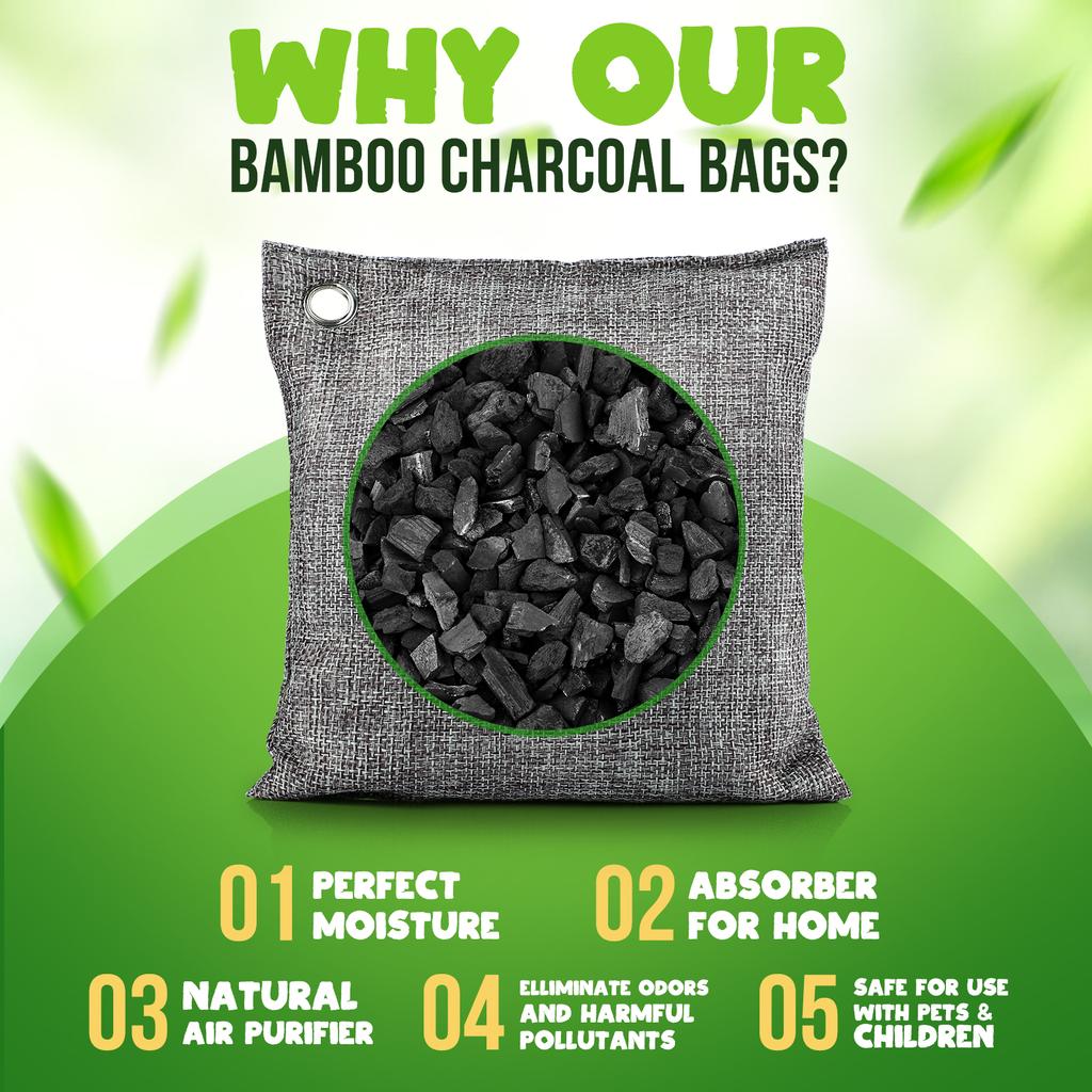 10pcs Natural Bamboo Charcoal Bags Air Purifying Activated Charcoal Odor Absorber Moisture Odor Eliminator for Room Closet Car